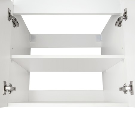 Pack meuble strié 60 blanc 2 portes-Vasque céramique-Robinet noir - Pack Meuble + Vasque + Robinet - Bain-bain