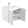 Pack meuble strié 60 blanc 2 portes-Vasque résine-Robinet chromé - Pack Meuble + Vasque + Robinet - Bain-bain