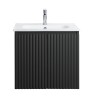 Pack meuble strié 60 gris 2 portes-Vasque céramique -Robinet chromé - Pack Meuble + Vasque + Robinet - Bain-bain