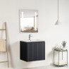 Ensemble meuble strié 60 gris 2 portes-Vasque résine-Miroir ELY - Ensemble Meuble + Vasque + Miroir - Bain-bain