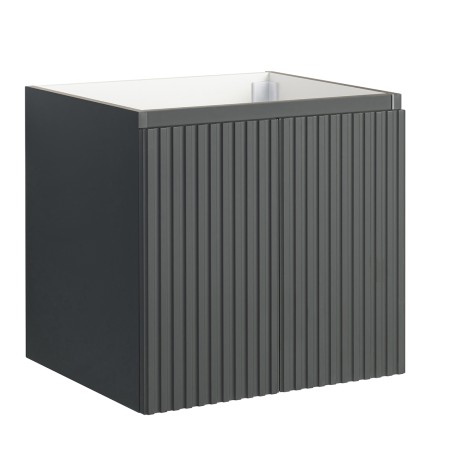 Ensemble meuble strié 60 gris 2 portes-Vasque résine-Miroir ELY - Ensemble Meuble + Vasque + Miroir - Bain-bain