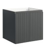 Ensemble meuble strié 60 gris 2 portes-Vasque résine-Miroir ELY - Ensemble Meuble + Vasque + Miroir - Bain-bain