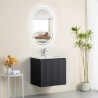 Ensemble meuble strié 60 gris 2 portes-Vasque résine-Miroir POLY - Ensemble Meuble + Vasque + Miroir - Bain-bain