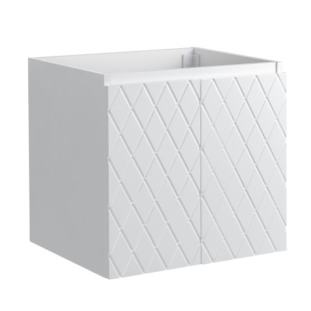 Ensemble meuble motif losange 60 blanc 2 portes-Vasque résine-Miroir ELY - Ensemble Meuble + Vasque + Miroir - Bain-bain