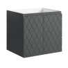 Ensemble meuble motif losange 60 gris 2 portes-Vasque résine-Miroir ELY - Ensemble Meuble + Vasque + Miroir - Bain-bain