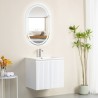 Pack meuble strié 60 blanc 2 portes-Vasque résine-Robinet chromé-Miroir POLY - Pack Meuble + Vasque + Robinet + Miroir - Bain...
