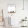 Pack meuble strié 60 blanc 2 portes-Vasque résine-Robinet noir-Miroir ELY - Pack Meuble + Vasque + Robinet + Miroir - Bain-bain
