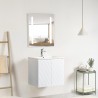 Pack meuble motif losange 60 blanc 2 portes-Vasque céramique\n -Robinet chromé-Miroir ELY - Pack Meuble + Vasque + Robinet + ...