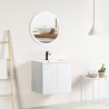 Pack meuble motif losange 60 blanc 2 portes-Vasque résine-Robinet noir-Miroir JOY - Pack Meuble + Vasque + Robinet + Miroir -...