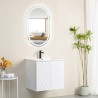 Pack meuble motif losange 60 blanc 2 portes-Vasque résine-Robinet noir-Miroir POLY - Pack Meuble + Vasque + Robinet + Miroir ...