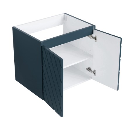Pack meuble motif losange 60 bleu 2 portes-Vasque résine-Robinet chromé-Miroir JOY - Pack Meuble + Vasque + Robinet + Miroir ...