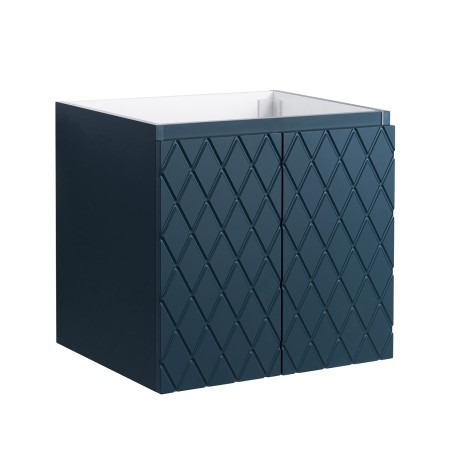 Pack meuble motif losange 60 bleu 2 portes-Vasque résine-Robinet chromé-Miroir JOY - Pack Meuble + Vasque + Robinet + Miroir ...