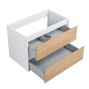 Ensemble meuble 80 blanc effet bois-Vasque résine-Miroir POLY - Ensemble Meuble + Vasque + Miroir - Bain-bain