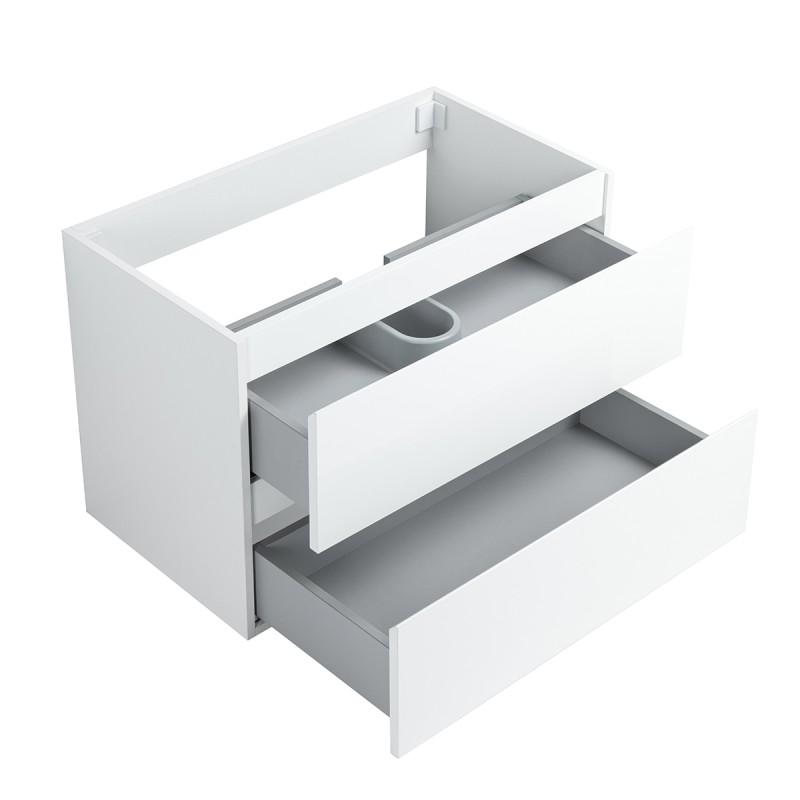Pack meuble 80 blanc-Vasque résine-Robinet noir-Miroir POLY - Pack Meuble + Vasque + Robinet + Miroir - Bain-bain