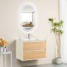 Pack meuble 80 blanc effet bois-Vasque résine-Robinet chromé-Miroir POLY - Pack Meuble + Vasque + Robinet + Miroir - Bain-bain