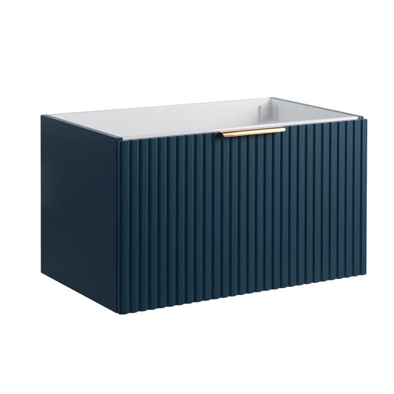 Ensemble meuble strié 80 bleu 1 tiroir-Vasque céramique - Ensemble Meuble + Vasque - Bain-bain