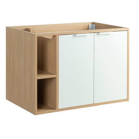 Ensemble meuble à niches 80 blanc effet bois 2 portes-Vasque résine - Ensemble Meuble + Vasque - Bain-bain