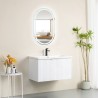 Ensemble meuble strié 80 blanc 1 tiroir-Vasque céramique-Miroir POLY - Ensemble Meuble + Vasque + Miroir - Bain-bain