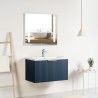 Ensemble meuble strié 80 bleu 1 tiroir-Vasque céramique-Miroir ELY - Ensemble Meuble + Vasque + Miroir - Bain-bain