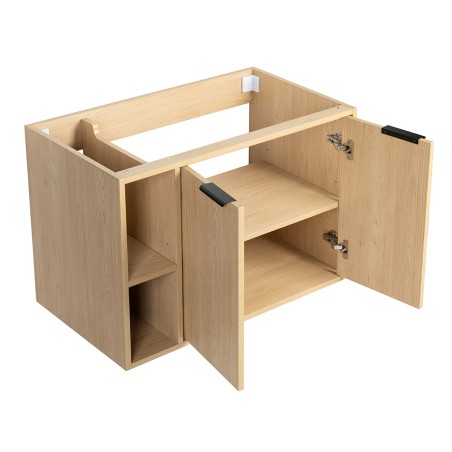 Ensemble meuble à niches 80 bois 2 portes-Vasque résine-Miroir JOY - Ensemble Meuble + Vasque + Miroir - Bain-bain