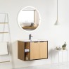 Ensemble meuble à niches 80 bois détail noir 2 portes-Vasque résine-Miroir JOY - Ensemble Meuble + Vasque + Miroir - Bain-bain