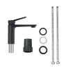 Pack meuble strié 80 blanc 1 tiroir-Vasque céramique\n -Robinet noir-Miroir POLY - Pack Meuble + Vasque + Robinet + Miroir - ...