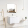 Pack meuble strié 80 blanc 1 tiroir-Vasque résine-Robinet chromé-Miroir ELY - Pack Meuble + Vasque + Robinet + Miroir - Bain-...