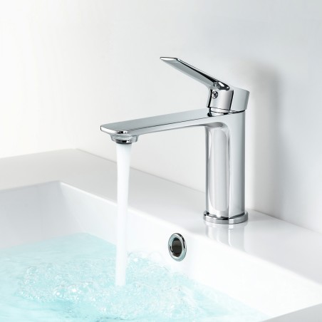 Pack meuble strié 80 blanc 1 tiroir-Vasque résine-Robinet chromé-Miroir ELY - Pack Meuble + Vasque + Robinet + Miroir - Bain-...