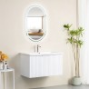Pack meuble strié 80 blanc 1 tiroir-Vasque résine-Robinet chromé-Miroir POLY - Pack Meuble + Vasque + Robinet + Miroir - Bain...