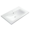 Pack meuble strié 80 bleu 1 tiroir-Vasque céramique\n -Robinet chromé-Miroir ELY - Pack Meuble + Vasque + Robinet + Miroir - ...