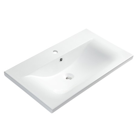 Pack meuble strié 80 bleu 1 tiroir-Vasque céramique\n -Robinet chromé-Miroir POLY - Pack Meuble + Vasque + Robinet + Miroir -...
