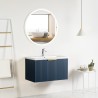 Pack meuble strié 80 bleu 1 tiroir-Vasque céramique\n -Robinet chromé-Miroir JOY - Pack Meuble + Vasque + Robinet + Miroir - ...