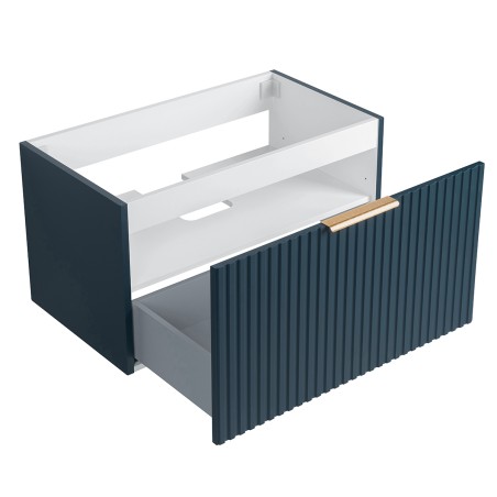Pack meuble strié 80 bleu 1 tiroir-Vasque résine-Robinet chromé-Miroir ELY - Pack Meuble + Vasque + Robinet + Miroir - Bain-bain