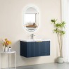 Pack meuble strié 80 bleu 1 tiroir-Vasque résine-Robinet chromé-Miroir POLY - Pack Meuble + Vasque + Robinet + Miroir - Bain-...