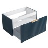 Pack meuble strié 80 bleu 1 tiroir-Vasque résine-Robinet chromé-Miroir POLY - Pack Meuble + Vasque + Robinet + Miroir - Bain-...