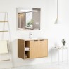 Pack meuble à niches 80 bois 2 portes-Vasque céramique\n -Robinet chromé-Miroir RIMA - Pack Meuble + Vasque + Robinet + Miroi...