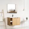 Pack meuble à niches 80 bois 2 portes-Vasque céramique\n -Robinet noir-Miroir ELY - Pack Meuble + Vasque + Robinet + Miroir -...
