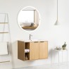 Pack meuble à niches 80 bois 2 portes-Vasque résine-Robinet chromé-Miroir JOY - Pack Meuble + Vasque + Robinet + Miroir - Bai...