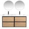 Pack meuble 120 bois détail noir-Vasque résine-Robinets noir-Miroirs JOY - Pack Meuble + Vasque + Robinet + Miroir - Bain-bain