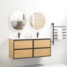 Pack meuble 120 bois détail noir-Vasque céramique-Robinets noir-Miroirs JOY - Pack Meuble + Vasque + Robinet + Miroir - Bain-...
