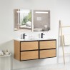 Pack meuble 120 bois détail noir-Vasque céramique-Robinets noir-Miroirs RIMA - Pack Meuble + Vasque + Robinet + Miroir - Bain...