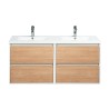 Pack meuble 120 blanc effet bois-Vasque résine-Robinets chromé-Miroirs ELY - Pack Meuble + Vasque + Robinet + Miroir - Bain-bain
