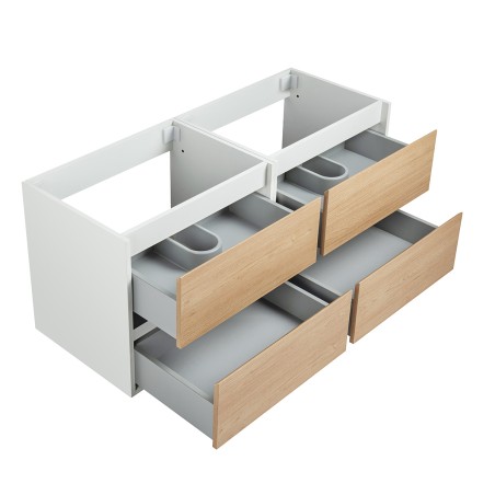 Pack meuble 120 blanc effet bois-Vasque céramique-Robinets chromé-Miroirs ELY - Pack Meuble + Vasque + Robinet + Miroir - Bai...