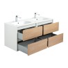 Pack meuble 120 blanc effet bois-Vasque céramique-Robinets chromé-Miroirs RIMA - Pack Meuble + Vasque + Robinet + Miroir - Ba...