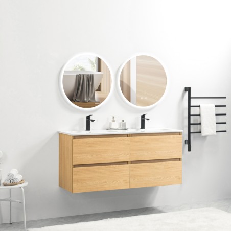 Pack meuble 120 bois-Vasque céramique-Robinets noir-Miroirs JOY - Pack Meuble + Vasque + Robinet + Miroir - Bain-bain
