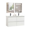 Pack meuble 120 blanc-Vasque résine-Robinets noir-Miroirs RIMA - Pack Meuble + Vasque + Robinet + Miroir - Bain-bain