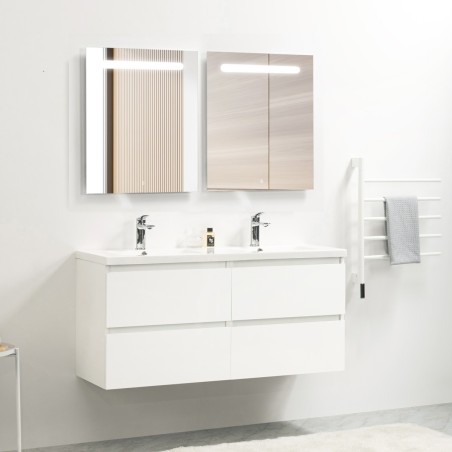 Pack meuble 120 blanc-Vasque résine-Robinets chromé-Miroirs RIMA - Pack Meuble + Vasque + Robinet + Miroir - Bain-bain
