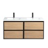 Ensemble meuble 120 bois détail noir-Vasque résine-Miroirs RIMA - Ensemble Meuble + Vasque + Miroir - Bain-bain