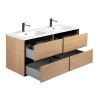 Ensemble meuble 120 bois détail noir-Vasque céramique-Miroirs ELY - Ensemble Meuble + Vasque + Miroir - Bain-bain