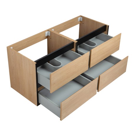 Ensemble meuble 120 bois détail noir-Vasque céramique-Miroirs ELY - Ensemble Meuble + Vasque + Miroir - Bain-bain